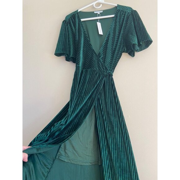 Baltic Born NWT Emerald Green Velvet RIbbed Wrap Dress Size XXXL Size 3XL Plus - Picture 3 of 12